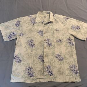 Gear For Sports Shirt Mens Large Blue Floral Hawaiian Button Up Vintage 90s